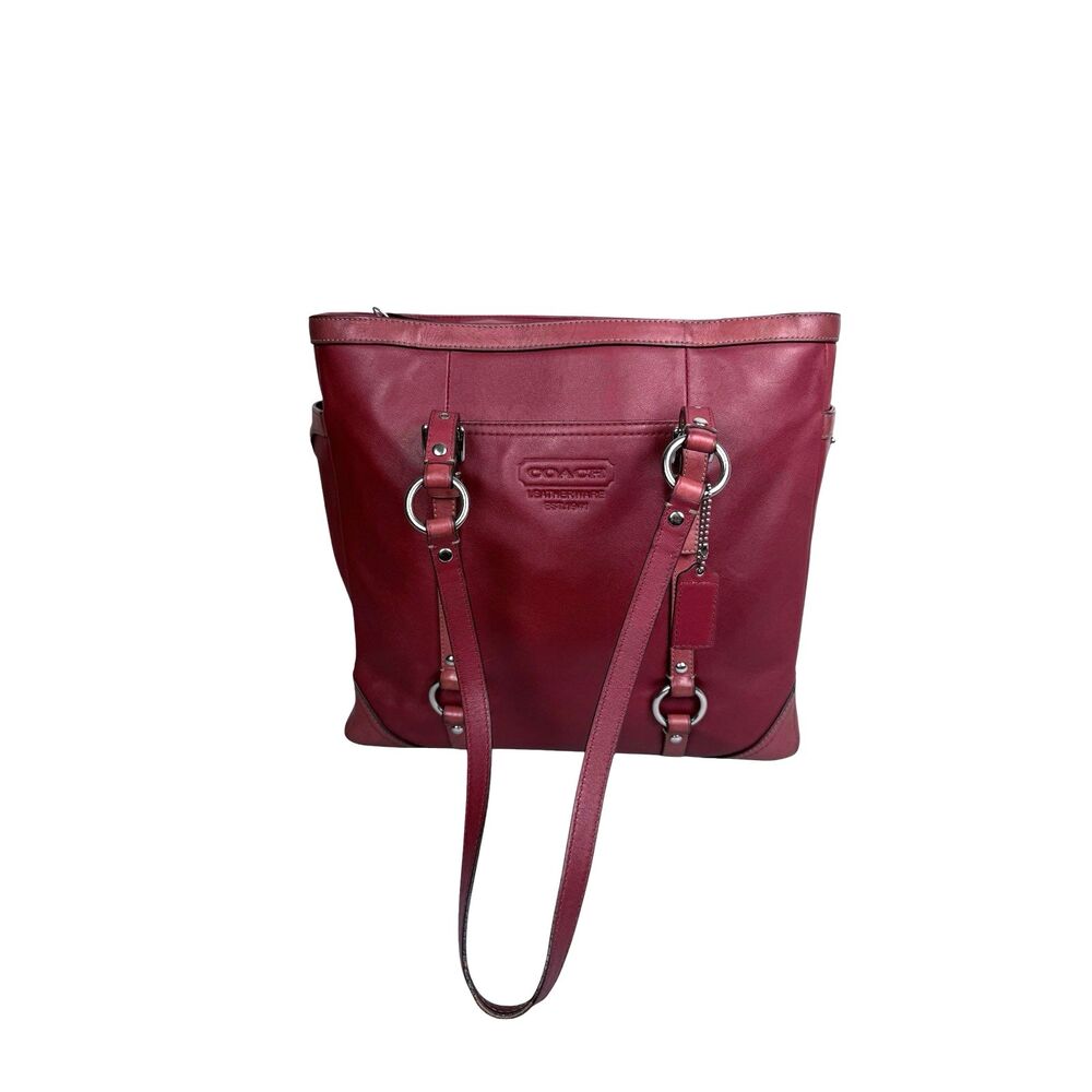 Vintage Coach Tote Handbag Leather Red F0863-F11525